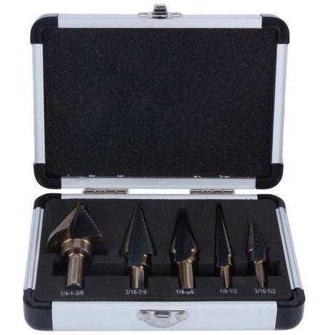 RHG 5Pcs HSS Forets étagé Mèche conique Trépan à redan kit Outil électrique avec Boîte range