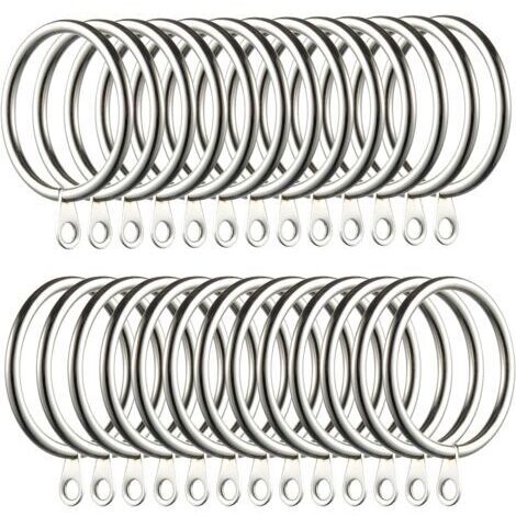 RHG 60pcs Anneaux de Rideau, Anneaux de Rideau en métal Crochets Suspendus pour Tringles à Rideaux Anneaux de Suspension de Rideau de 38mm (Argent)