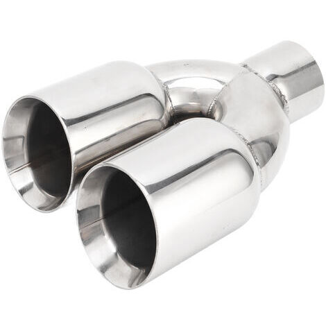 RHG 63x89mm voiture double embout d'échappement en acier inoxydable argent soudure sur tuyau d'échappement universel en forme de Y pour automobiles