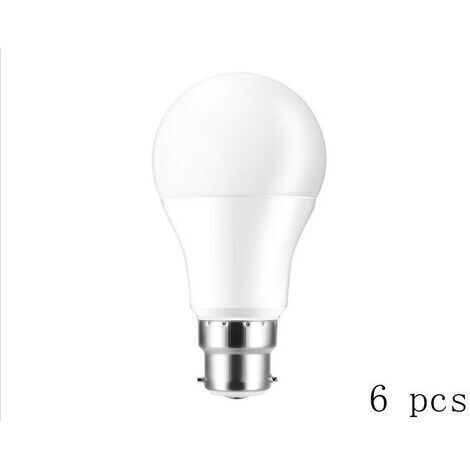 RHG A60 Ampoule LED B22, Super Lumineuse 7W équivalent à Une Ampoule à Incandescence De 60W, Ampoule à Baïonnette Blanc Chaud 3000K, Non Dimmable, Lot De 6