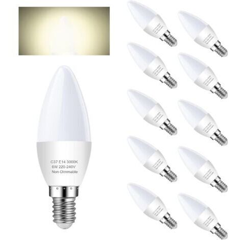 RHG Ampoule E14 LED C37 5.5W, Blanc Chaud 2700K, équivalent Ampoule Incandescente 60W, 600lm Ampoule , Angle du faisceau 270°, CRI＞80, Non Dimmable, Lot de 12