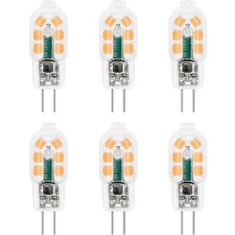 RHG Ampoule G4 LED 12V 2W Blanc Chaud 3000K, 200lm, Équivalent Lampe Halogène G4 10W 20W, non-dimmable, Bi-pin G4 12V LED AC DC pour Lustre, Lampe de Table, lot de 6 [Classe énergétique A++]