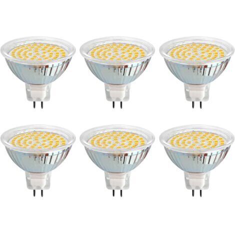 RHG Ampoule GU5.3 LED 12V 5W Blanc Froid 6000K, Ø50mm, 120 Degrés, Équivalent GU5.3 35W 50W, 500LM, AC/DC 12V, Spot LED MR16 GU5.3 pour Cuisine/Salle de Bain/Armoire, Non-dimmable, lot de 6