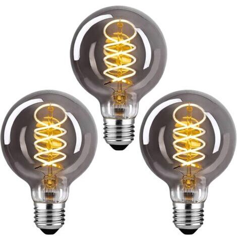 RHG Ampoule LED E27 Vintage, Ampoule E27 Vintage Dimmable 4W G95Ampoule Vintage E27 Blanc Chaud 2700K, Ampoule LED Vintage Idéal Pour Suspension, Lampe de Table, Applique - Enfumé - 3 paquets