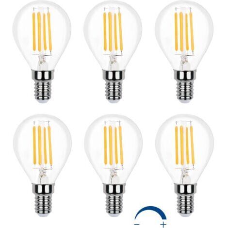 RHG Ampoule LED Globe E14 Dimmable Blanc Chaud 2700K 400 Lumen, AC 230V, G45 E14 LED 4W Équivalent E14 40W incandescence, Ampoule Décorative E14 Globe LED Petite pour Lustre, lot de 6