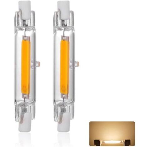 RHG Ampoule LED R7S 78mm 10W Blanc Chaud 3000K, 1500LM, Équivalent Lampe Halogène J78 20W, Dimmable, 360 Degrés Linéaire Ampoule 10W R7S 78mm Slim COB LED, 2PCS