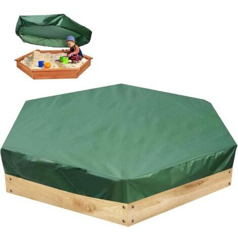 RHG Bâche de protection pour bac à sable, hexagonale, bâche de bac à sable, tissu Oxford avec cordon de serrage, bâche de protection étanche à la poussière, étanche, 14011020cm