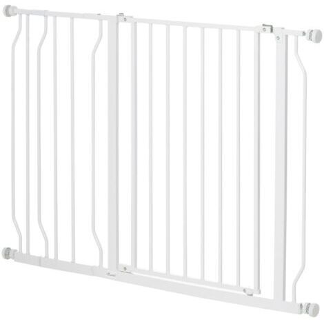 RHG Barrière pour Chien 75-115x76 cmMontage par Pince, Longueur Réglable, Acier/ABSBlanc