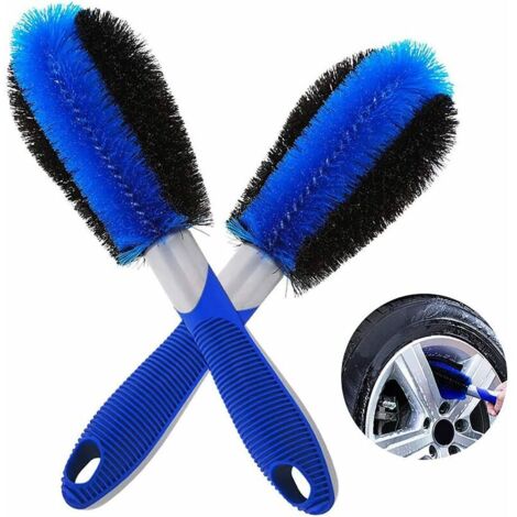 RHG Brosse pour jantes en aluminium, kit de 2 brosses de nettoyage pour jantes, brosse pour jantes en aluminium, poils résistants à la pression-