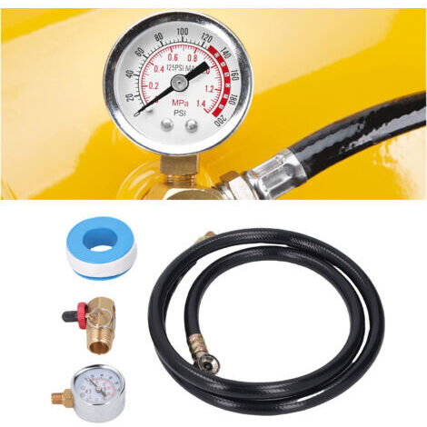 RHG Ce kit de réparation comprend une soupape de sécurité, un manomètre 0-200 PSI et un tuyau d'assemblage de 1,2 m (4 pieds) pour réservoir d'air portable.