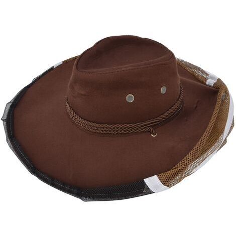 RHG Chapeau de Cowboy d'apiculteur resserrant la conception chapeau de voile d'apiculture en maille respirante pour les apiculteurs pêcheurs chasseurs campeurs