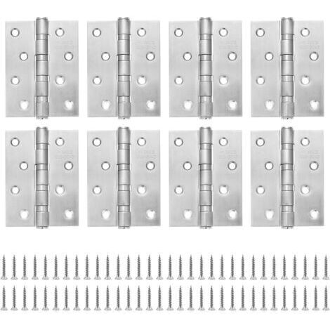 RHG Charnière Inox Charniere Porte 100x76 mm, Charnieres de Portes en bois Exterieures Placard Roulement à Billes (8 pièces)