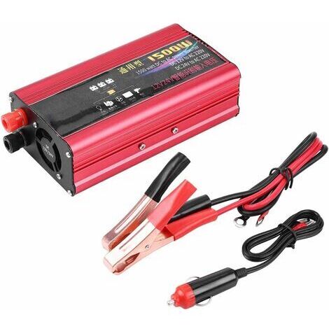 RHG DC 12V / 24V à 220V AC 1500W Onduleur de Voiture,Adaptateur de Chargeur USB à Onde Sinusoïdale Modifiée Convertisseur de tension