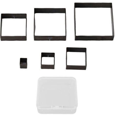 RHG Ensemble de 6 emporte-pièces carrés pour cuir, longueurs de côté : 5 mm, 10 mm, 15 mm, 20 mm, 25 mm et 30 mm, en acier allié.