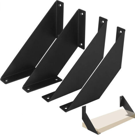 RHG Equerre Etagere Murale,4 Pièces Noir Support D’étagère,Taquet Lourd Etagere,Equerre Étagère,Support Etagere Murale,Etagere Angle Murale,pour Chambre,Cuisine Bureau Bibliothèque