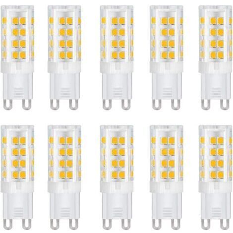 RHG G9 Led Ampoules, Base En Céramique, 5W (Equivalent 50W Ampoules Halogènes), 500Lm, Blanc Chaud 3000k, Culot G9, G9 Ampoules Pour l’Éclairage Domestique, Pack De 10