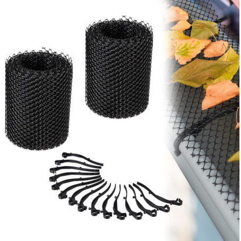 RHG Grillage Protege Gouttiere 6 m x 15 cm Grillage de Protection pour Chéneaux avec Clips de Fixation Protection pour Gouttière 2stk