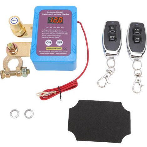 RHG Interrupteur intelligent 12 V avec télécommande pour batterie - Idéal pour voiture, camion, camping-car, quad, affichage LED de la tension, fonction antivol de coupure de batterie