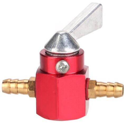 RHG Interrupteur Petcock de Carburant en Ligne en Aluminium CNC, 6mm, Rouge pour Quad Dirt Bike ATV (rouge)