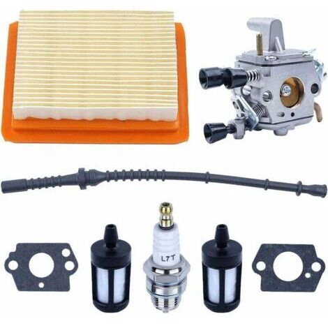 RHG Kit carburateur pour débroussailleuse Stihl FS120 FS200 FS020 FS202 FS250 FS300 FS350, joint + filtre à air et filtre à carburant + tuyau de carburant + bougie d'allumage