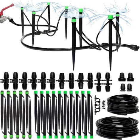 RHG Kit d'Irrigation Goutte à Goutte 15m+15mSystème Complet Réglable pour Jardin, Pelouse et Serre