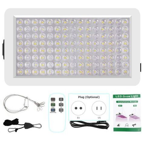 RHG Lampe de culture LED pour plantes d'intérieur, Full Spectrum Veg Bloom 3 Modes 8H/12H/16H Timer Remote Control Plant Light Seedter Seedling Vegetable Pepper Hanging Grow Light