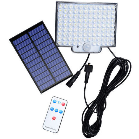 RHG Lampe Solaire Extérieur Détecteur de Mouvement, Lumière Solaire Extérieure avec Télécommande, 1800 mAh 4 Modes Étanche IP65 Éclairage Solaire Extérieur Jardin avec Câble de 5M