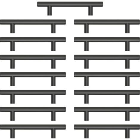 RHG Lot de 15 Poignee de Meuble Cuisine,Poignée Meuble en Acier Inoxydable, Poignet de Porte Cuisine Noire Entraxe 96mm , pour Armoire Tiroir(Avec Vis)