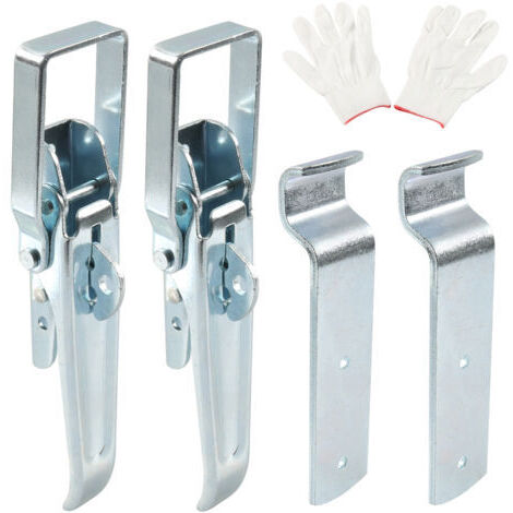 RHG Lot de 2 fermetures excentriques avec Gants (210 mm), grande fermeture à cliquet pour voiture/remorque/benne basculante, fermeture de paroi de bord, fermeture de remorque, galvanisée