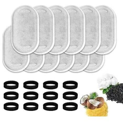 RHG Lot de 24 Filtre Fontaine Eau Chat, Filtre Fontaine avec 12 Pièces Et Une éponge en 12 Pièces Mousse, Trois Couches de Filtration Remplacement Chien Filtre Fontaine à Eau
