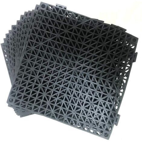 RHG Lot de 5 Dalles de Jardin Piscine 30x30x1.5 cm Noir Dalle Clipsable Ajourée Antidérapante en PVC Drainage Rapide Revêtements de Sol Extérieur Intérieur pour Terrasse Cuisine Spa Salle de Bain