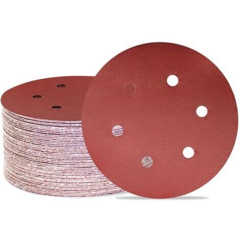 RHG Lot de 50 disques de ponçage 150 mm 6 trous Grain 800 Papier abrasif Orbital aléatoire pour travail du bois, automobile, métal