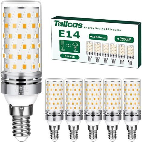 RHG Lot de 6 Ampoule E14 Led Blanc Chaud, 12W (Équivalent Halogène 100W) Ampoules Culot Edison à vis E14 3000K 1000LM Non-Dimmable Sans Scintillement AC 220-240V pour, Lustres, Lampes de Chevet