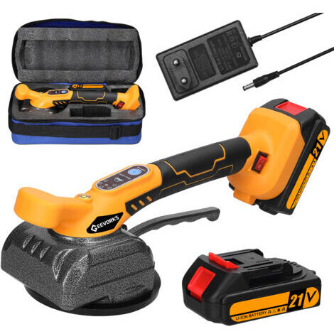 RHG Machine à carreler automatique 21 V 1300mAh, avec 2 piles, 5 vitesses réglables, haute capacité de charge, ventouse agrandie avec niveau à bulle