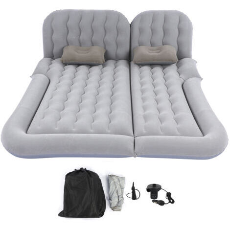 RHG Matelas de voyage gonflable multifonction 2 en 1, matelas de couchage souple en PVC floqué pour voiture et SUV (gris)