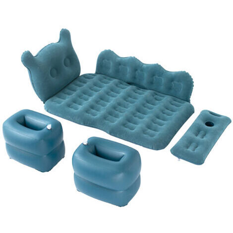 RHG Matelas Gonflable Portable pour Voiture, Lit Pneumatique Automatique avec de 150 Kg, avec Oreillers Gonflables, Lit Gonflable, Matelas de Repos, Bleu Marine, 125 X 75 Cm