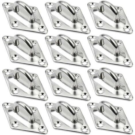 RHG Plaques à Oeillets Rhombic,12 Pièces Platine Oeillet Inox M5 Kit de Crochet Plafond Charge Lourde,Crochet Suspension Plafond Fixation Support Anneau Mural Crochets D'ancrage pour Accrocher Objets