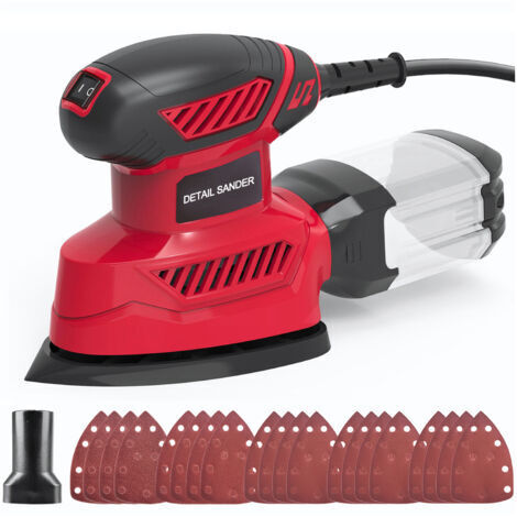RHG Ponceuse de détail électrique compacte 14 000 tr/min, 20 papiers de verre, port de collecte de poussière connecté à l'aspirateur, tuyau de raccordement, ponçage pour les espaces restreints, décora