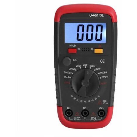 RHG Professionnel Capacimetre, Testeur de numérique condensateur 0,1 pF - 20000uF avec capacimètre avec rétroéclairage LCD et veste de protection Max 1999