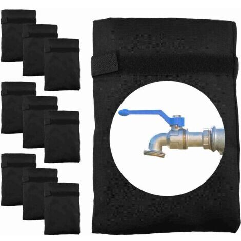 RHG Protections antigel pour robinets extérieurs, chaussettes isolantes renforcées et épaisses (16 x 20 cm), imperméables et réutilisables, lot de 10, noires.