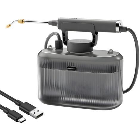 RHG Pulvérisateur de jardin alimenté par batterie 1,32 gallon, pulvérisateur électrique de 5 litres avec poignée de chargement USB, perche télescopique, 2 pistolets de pulvérisation, courroie d'ép