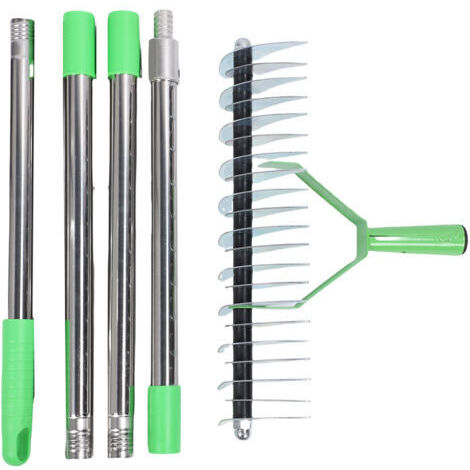RHG Râteau à chaume multifonctionnel en acier inoxydable haute résistance, détachable, pour l'entretien du gazon et le jardin.