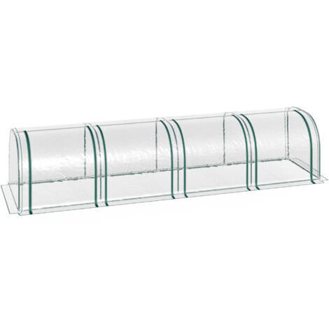 RHG Serre Tunnel avec 4 Fenêtres à Fermeture Éclair, Structure en Acier et Bâche Transparente Renforcée, 395 x 100 x 80 cm, Abri de Jardin pour Potager et Culture Protégée