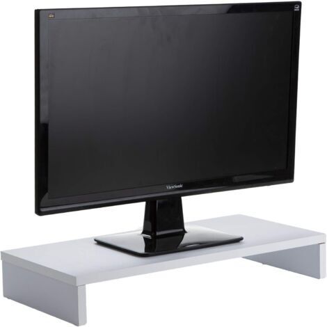 RHG Support Ordinateur Portable ou écran Support de moniteur en bois LED, support d'affichage pour ordinateur de bureau, blanc violacé