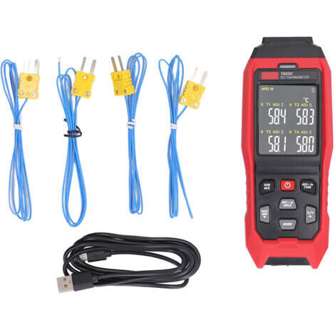 RHG Thermomètre à Thermocouple de Type K, Thermomètre à Température de à 4 Canaux Sonde à Thermocouple Thermomètre Enregistreur de Données