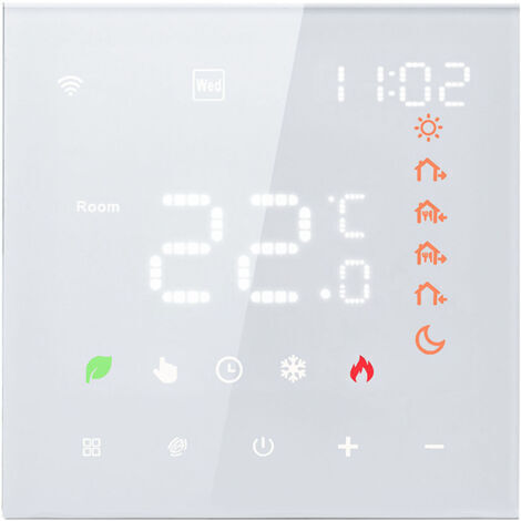 RHG Thermostat digital intelligent pour chauffe-eau mural, thermostat programmable à écran tactile LCD 3A pour plancher chauffant