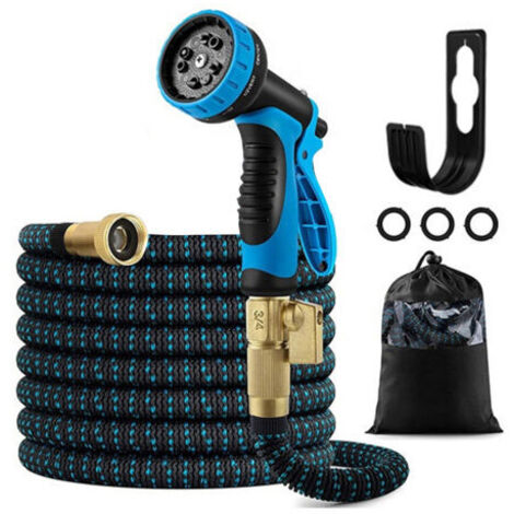 RHG Tuyau extensible 7.5m bleu raccord CE lavage voiture/jardin