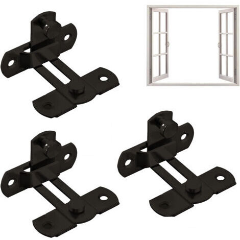 RHG Verrou de porte coulissante en acier inoxydable,Verrou de porte de grange à angle droit, loquet de porte de grange robuste, boulon avec vis pour fenêtre, armoire à vin, cages pour animaux(noir)