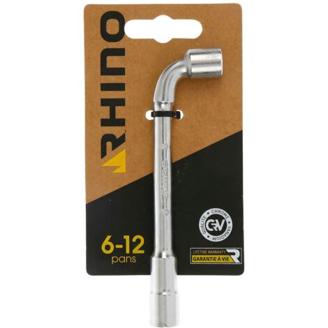 Rhino 2832 - Pipa sboccata, chiave tubularia-diametro 8 mm, impronta 6/12 punte, realizzata in acciaio (cromo vanadio al cromo), diverse misure disponibili, NC