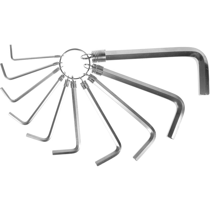 Rhino - clés allen - lot de 10 clés mâle hexagonale, jeu de 10 clés allen - diamètre 2 à 10 mm - fabriqué en acier (chrome vanad